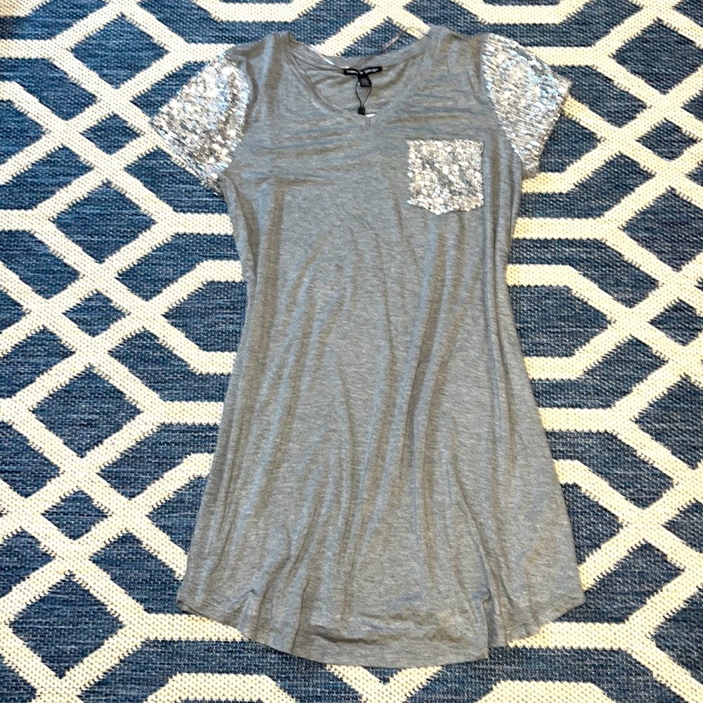 Cable & gauge gray in sequence cotton dress size large